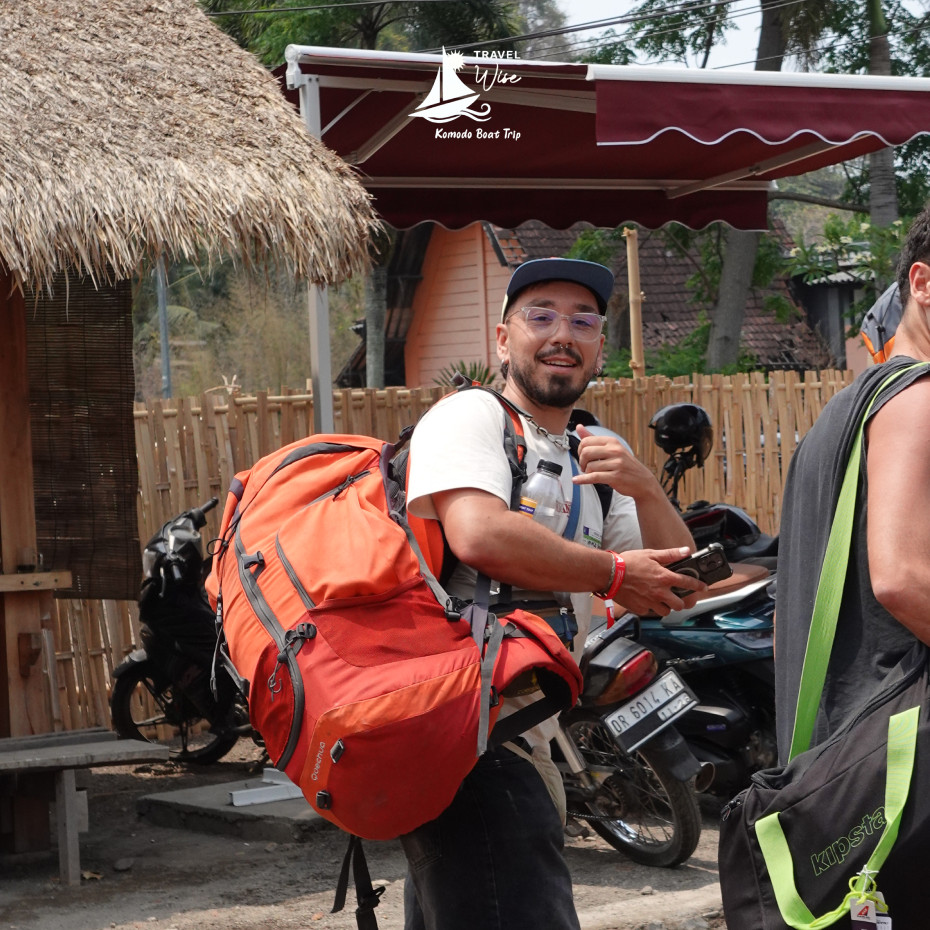 Group of travelers meeting the crew before the Lombok to Labuan Bajo trip